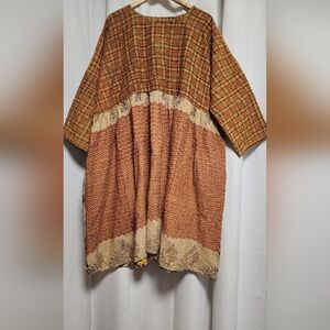Kantha Bae Daydreamer Midi dress babydoll vintage saree orange one size